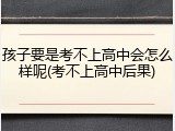 孩子要是考不上高中会怎么样呢(考不上高中后果)