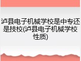 泸县电子机械学校是中专还是技校(泸县电子机械学校性质)