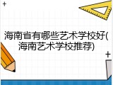 海南省有哪些艺术学校好(海南艺术学校推荐)
