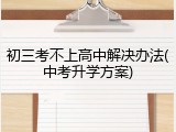 初三考不上高中解决办法(中考升学方案)