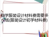 初学服装设计材料费需要多少钱(服装设计初学材料费)