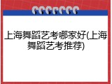上海舞蹈艺考哪家好(上海舞蹈艺考推荐)