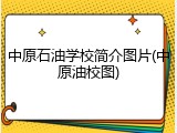 中原石油学校简介图片(中原油校图)