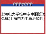 上海电力学校中专中职班怎么样(上海电力中职班如何)