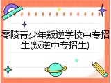 零陵青少年叛逆学校中专招生(叛逆中专招生)