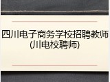 四川电子商务学校招聘教师(川电校聘师)