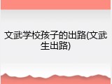文武学校孩子的出路(文武生出路)