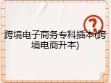 跨境电子商务专科插本(跨境电商升本)