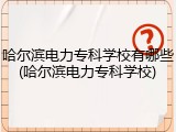 哈尔滨电力专科学校有哪些(哈尔滨电力专科学校)