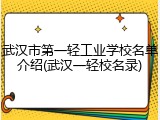 武汉市第一轻工业学校名单介绍(武汉一轻校名录)