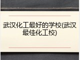 武汉化工最好的学校(武汉最佳化工校)