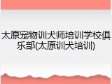 太原宠物训犬师培训学校俱乐部(太原训犬培训)