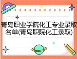 青岛职业学院化工专业录取名单(青岛职院化工录取)