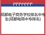 成都电子商务学校排名中专生(成都电商中专排名)