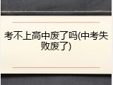 考不上高中废了吗(中考失败废了)