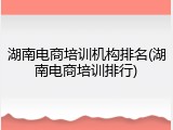 湖南电商培训机构排名(湖南电商培训排行)
