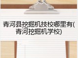 青河县挖掘机技校哪里有(青河挖掘机学校)