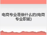 电商专业是做什么的(电商专业职能)