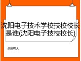 沈阳电子技术学校技校校长是谁(沈阳电子技校校长)
