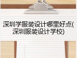 深圳学服装设计哪里好点(深圳服装设计学校)