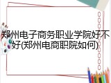 郑州电子商务职业学院好不好(郑州电商职院如何)