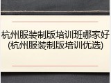 杭州服装制版培训班哪家好(杭州服装制版培训优选)