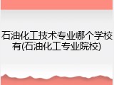 石油化工技术专业哪个学校有(石油化工专业院校)