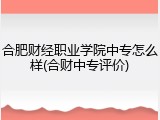 合肥财经职业学院中专怎么样(合财中专评价)