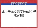 咸宁子龙文武学校(咸宁子龙武校)