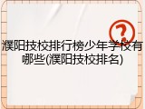 濮阳技校排行榜少年学校有哪些(濮阳技校排名)