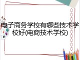 电子商务学校有哪些技术学校好(电商技术学校)