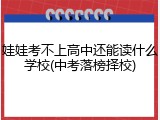 娃娃考不上高中还能读什么学校(中考落榜择校)