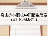 嵩山少林职校中职招生简章(嵩山少林招生)