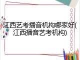 江西艺考播音机构哪家好(江西播音艺考机构)