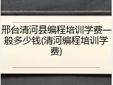 邢台清河县编程培训学费一般多少钱(清河编程培训学费)