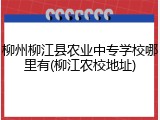 柳州柳江县农业中专学校哪里有(柳江农校地址)