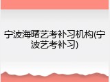 宁波海曙艺考补习机构(宁波艺考补习)
