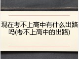 现在考不上高中有什么出路吗(考不上高中的出路)