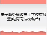 电子商务高级技工学校有哪些(电商高技校名单)