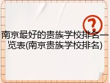 南京最好的贵族学校排名一览表(南京贵族学校排名)