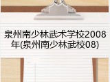 泉州南少林武术学校2008年(泉州南少林武校08)