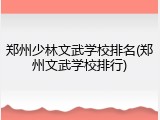 郑州少林文武学校排名(郑州文武学校排行)