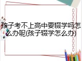 孩子考不上高中要辍学吗怎么办呢(孩子辍学怎么办)