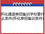 怀化通道单招集训学校要什么条件(怀化单招集训条件)