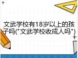 文武学校有18岁以上的孩子吗("文武学校收成人吗")