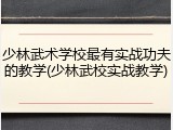 少林武术学校最有实战功夫的教学(少林武校实战教学)