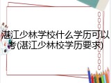 湛江少林学校什么学历可以考(湛江少林校学历要求)