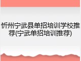 忻州宁武县单招培训学校推荐(宁武单招培训推荐)