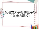 广东电力大学有哪些学校(广东电力高校)