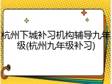 杭州下城补习机构辅导九年级(杭州九年级补习)
